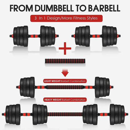 Adjustable Dumbbells Weight Sets, 22/110 LBS Dumbbell Barbell Set, 3-In-1 Home Gym Equipment Bodybuilding Fitness Gear Weight Lifting Strength Training (Barbell 22LB or 11 LB Dumbbell Pair)