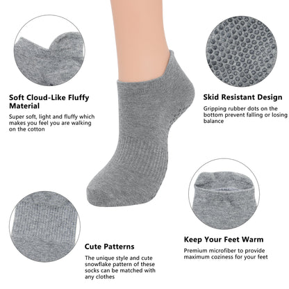 Women'S Non Slip Socks Grip Socks for Women Pilates Towless Grippy Cotton Yoga Socks 3 Pairs