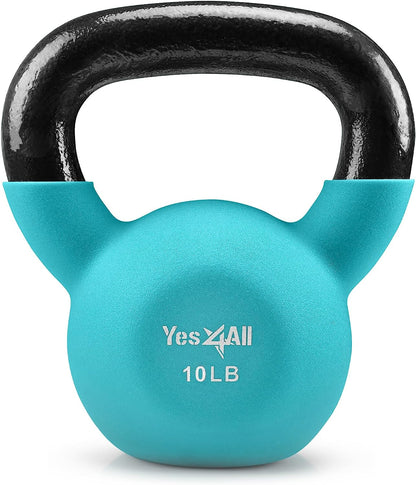 Kettlebell, 5-65 LB Neoprene Coated Cast Iron Kettlebells, Wide Grip Handle & Flat Bottom for Swings, Squats, Deadlifts, Push Ups & Full Body Training at Home Gym - Single & Set