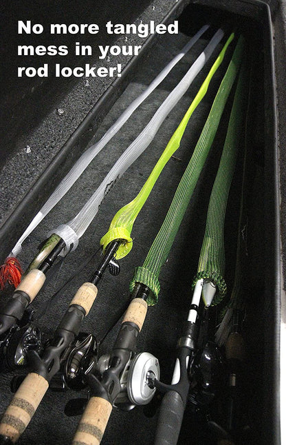 Rod Socks - Fishing Rod Sleeve Cover Fishing Pole Covers for Spinning Baitcaster and Youth Fishing Pole Sizes - Multiple Sizes and Colors