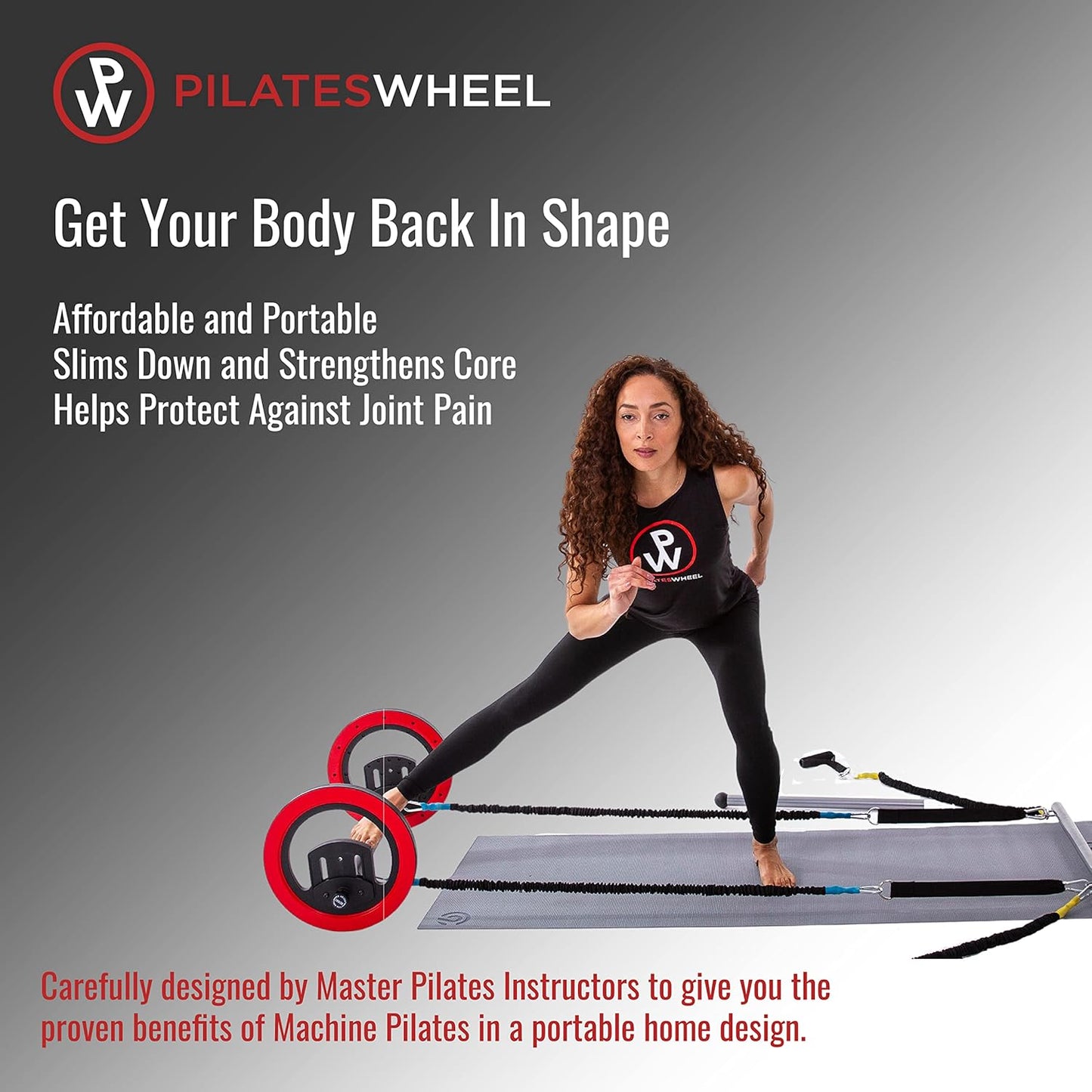 Pilates Wheel – Portable Machine Pilates – Designed by Master Pilates Instructors – Includes, Resistance Bands, and Anchor System – for All Fitness Levels - plus Free Online Classes