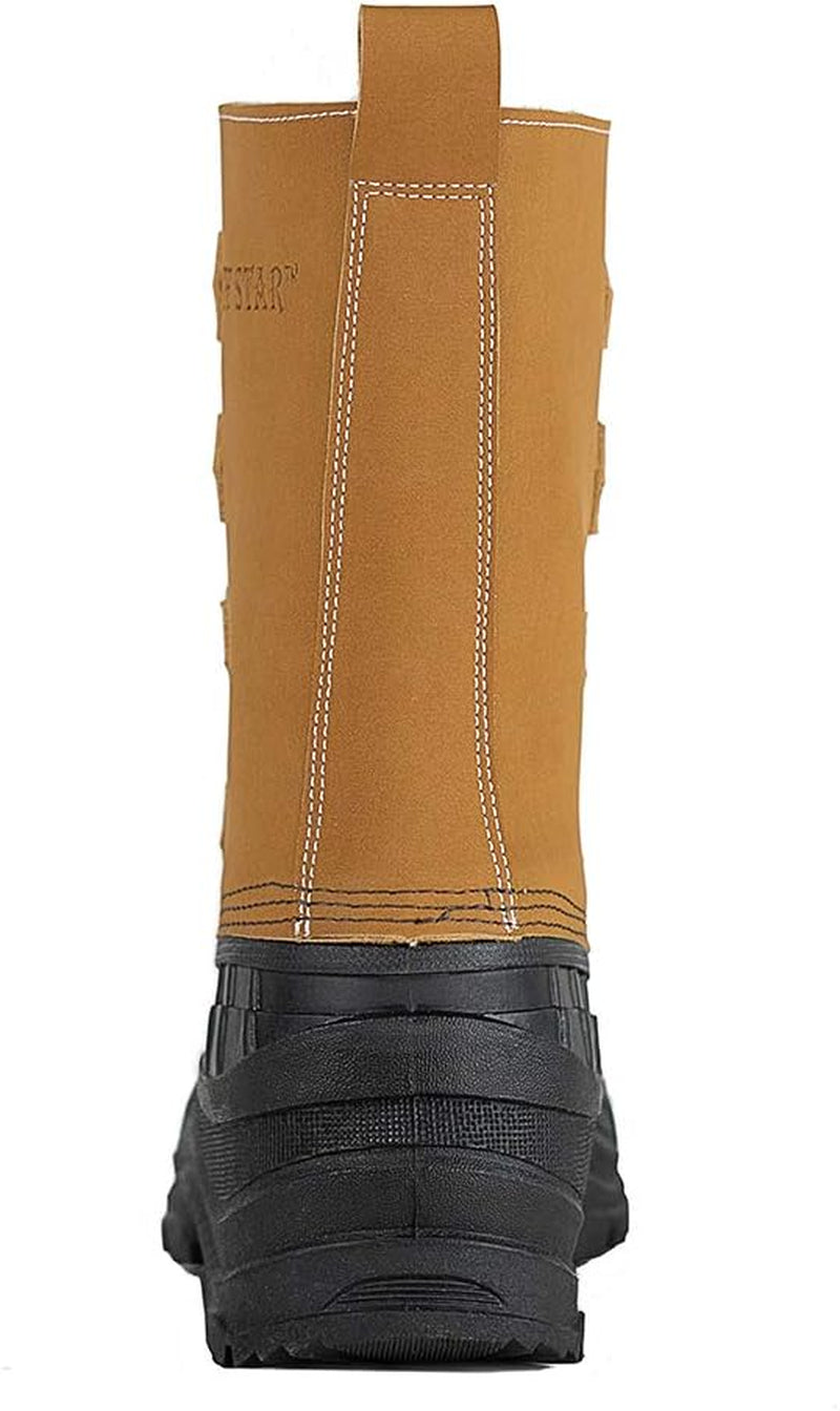 Men'S Leather Waterproof Winter Snow Skid Boots,Classic Felt Lined Warm Snow Duck Boots for Men