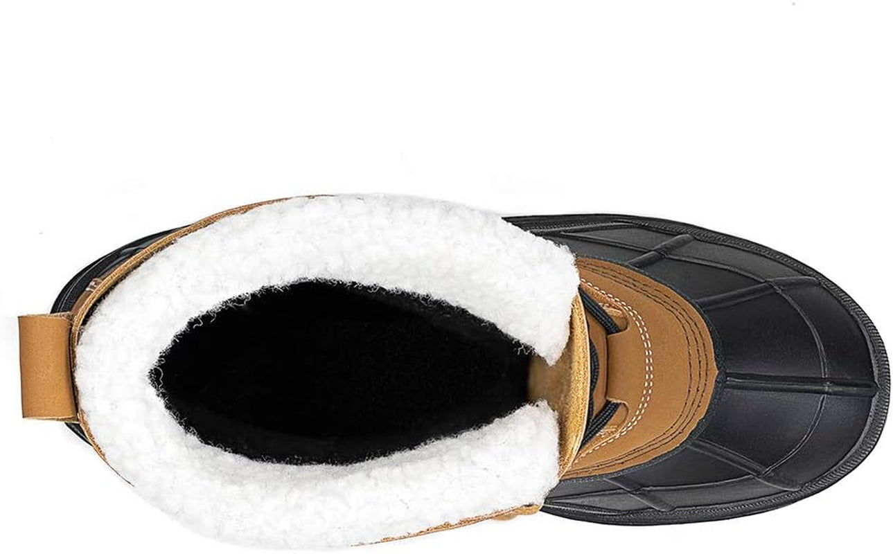 Men'S Leather Waterproof Winter Snow Skid Boots,Classic Felt Lined Warm Snow Duck Boots for Men