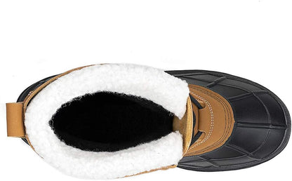 Men'S Leather Waterproof Winter Snow Skid Boots,Classic Felt Lined Warm Snow Duck Boots for Men