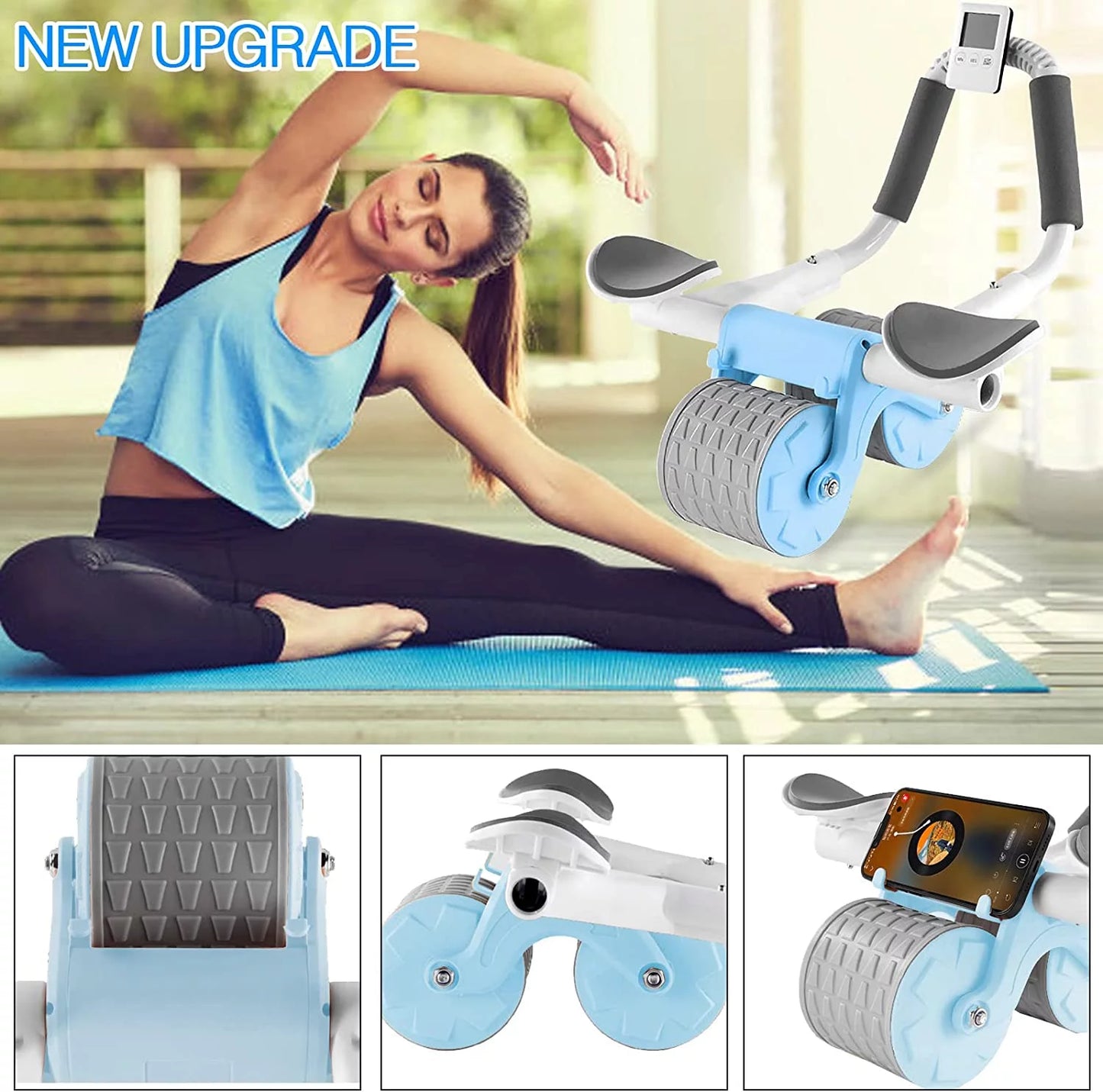 2025 New with Timer Ab Abdominal Exercise Roller Elbow Support, Abs Roller Wheel Core Exercise Equipment, Automatic Rebound Abdominal Wheel